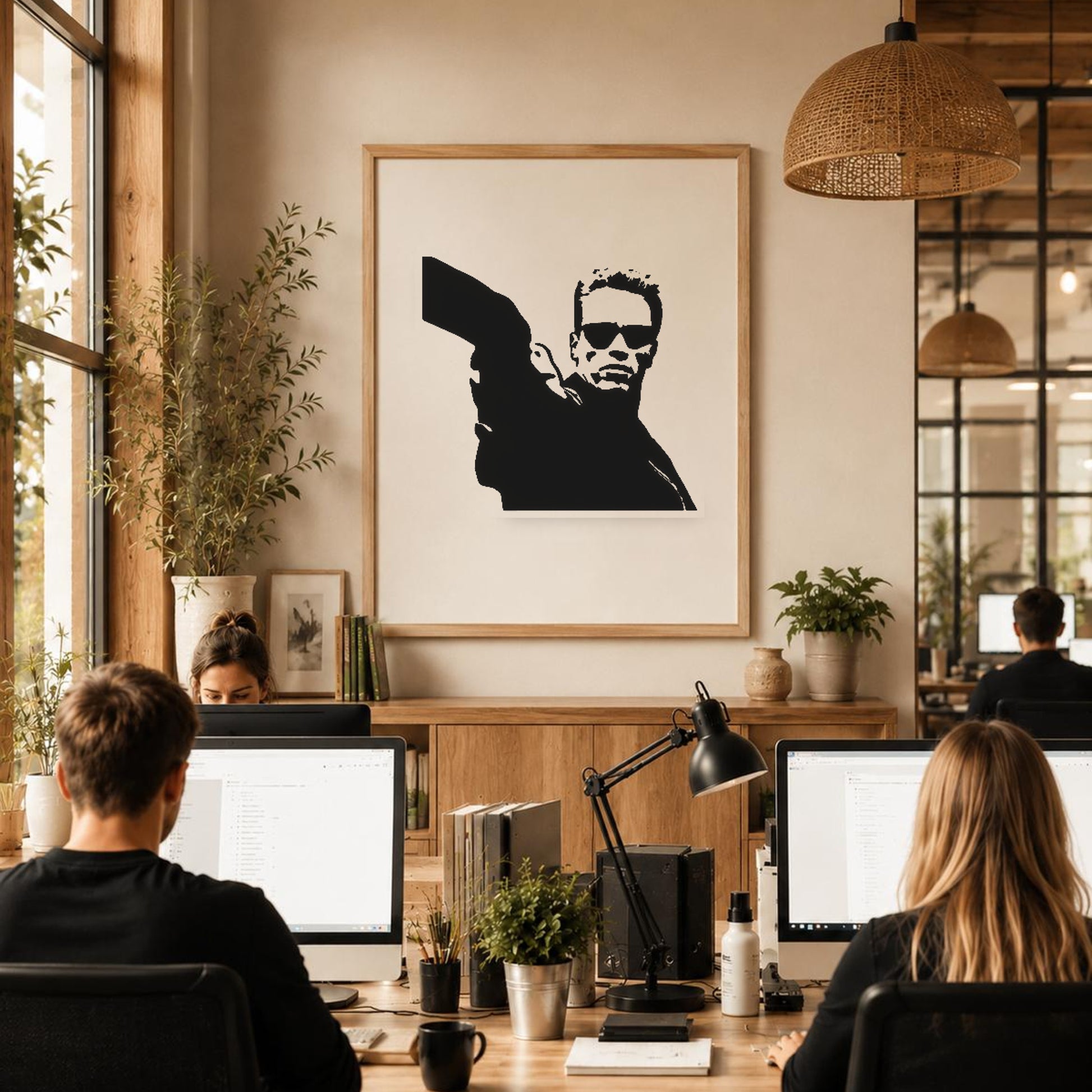 Person With Sunglasses Arm Raised Jacket stencil photo 6