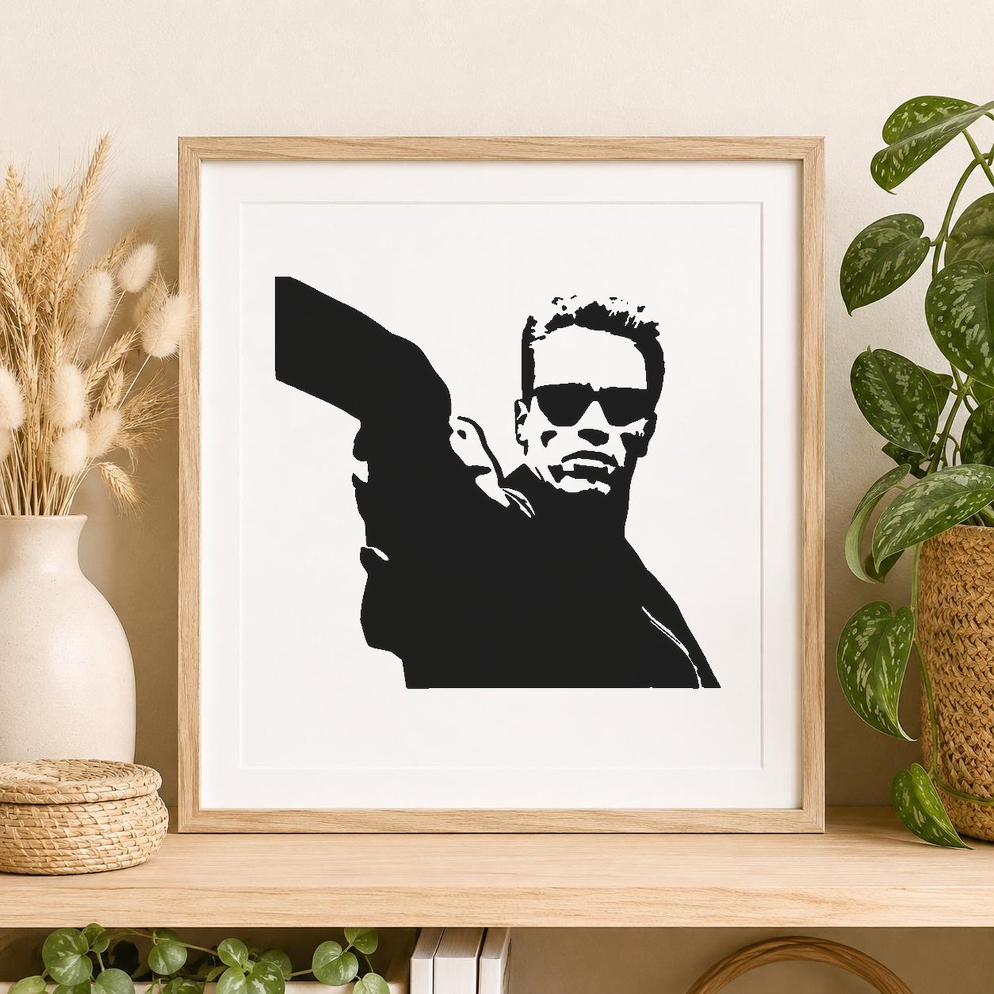 Person With Sunglasses Arm Raised Jacket stencil photo 2