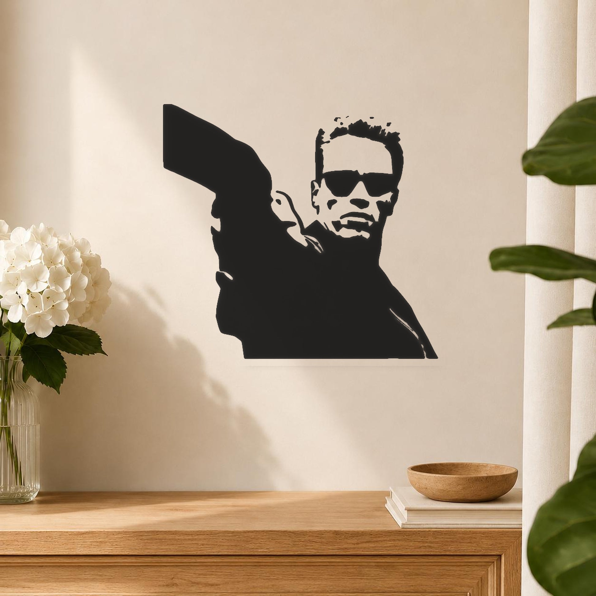 Person With Sunglasses Arm Raised Jacket stencil photo 5