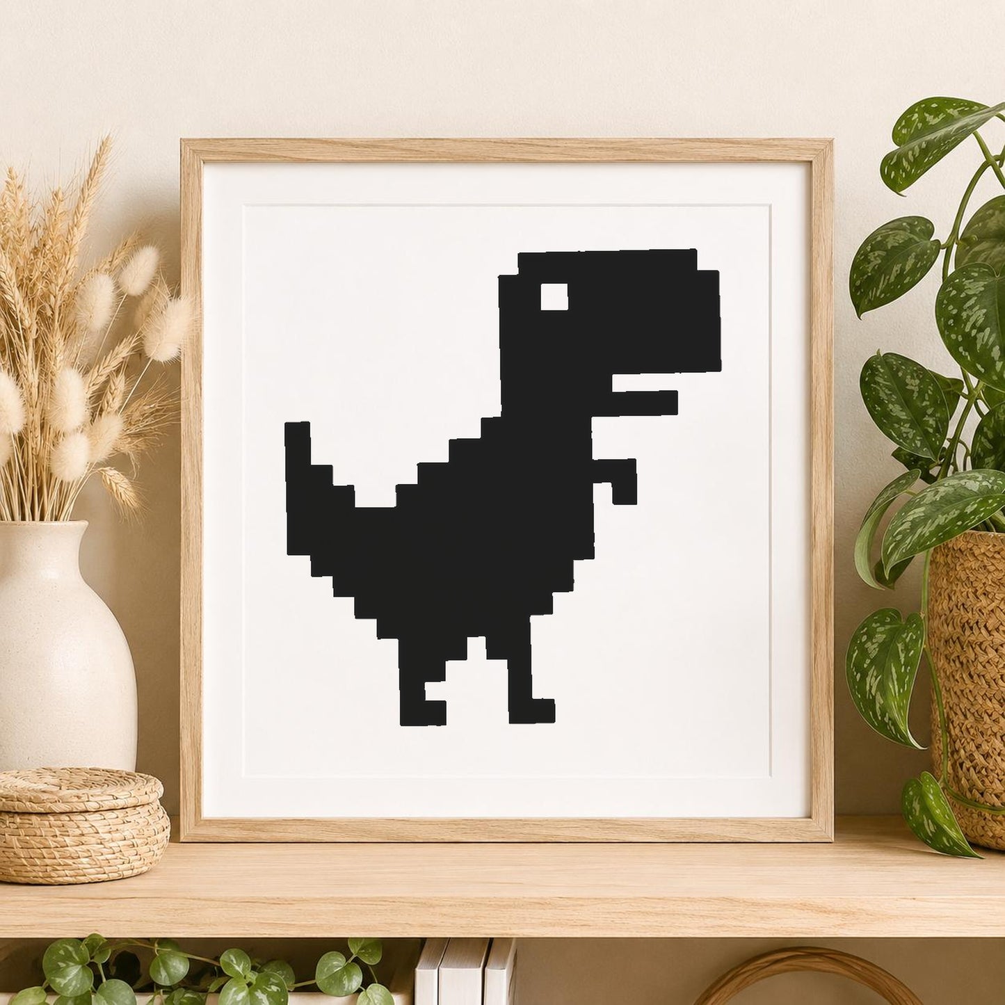 Pixelated Dinosaur Figure Standing With Raised stencil photo 2