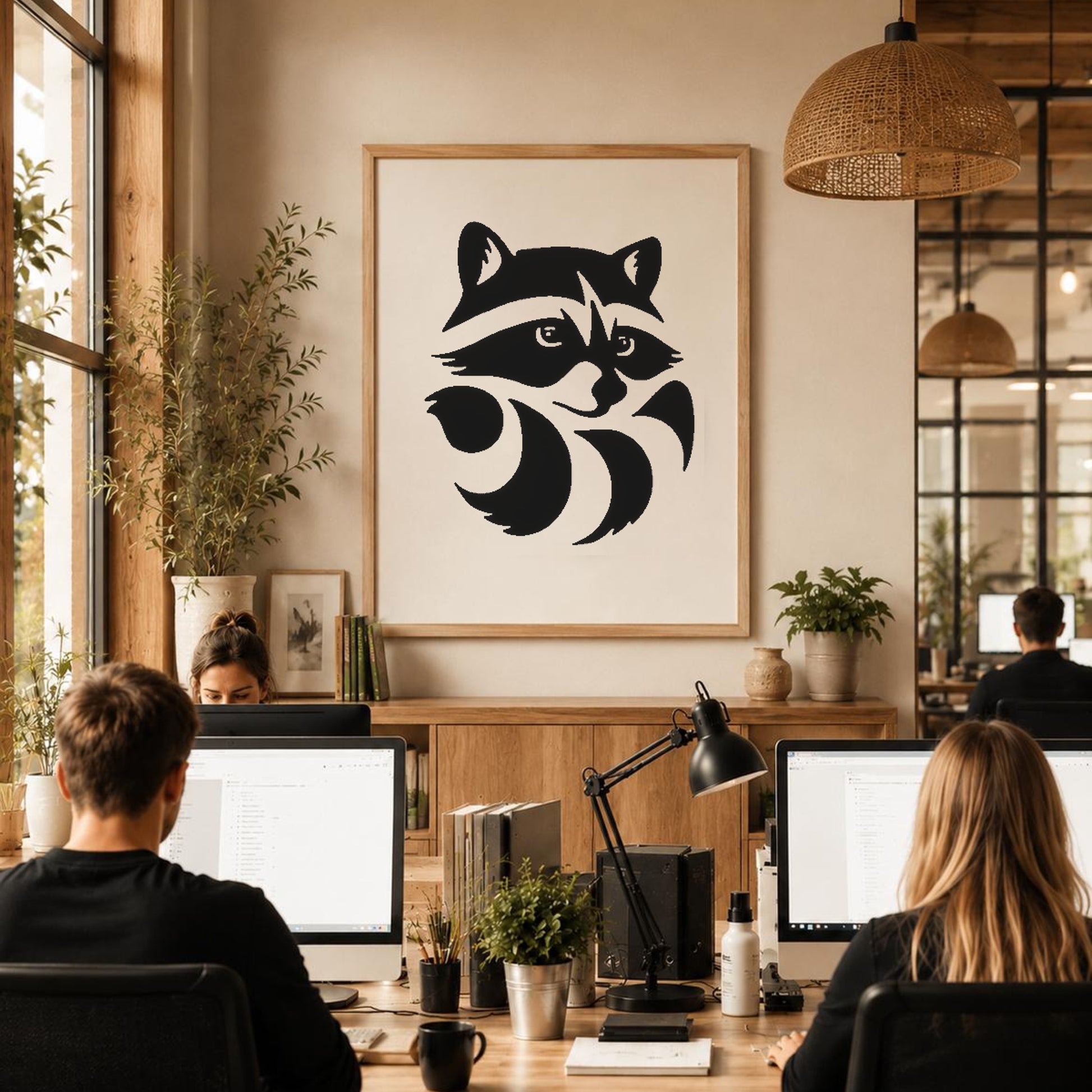 Raccoon Face With Prominent Eyes Ears stencil photo 6