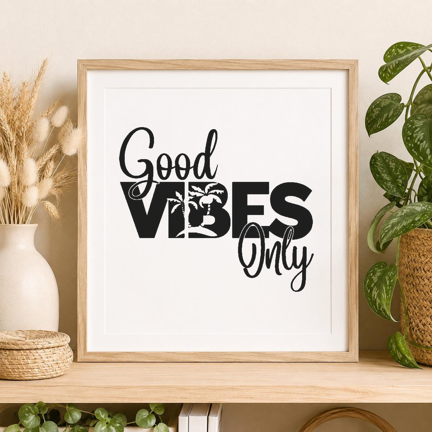 Reading Good Vibes Only With Palm stencil photo 2