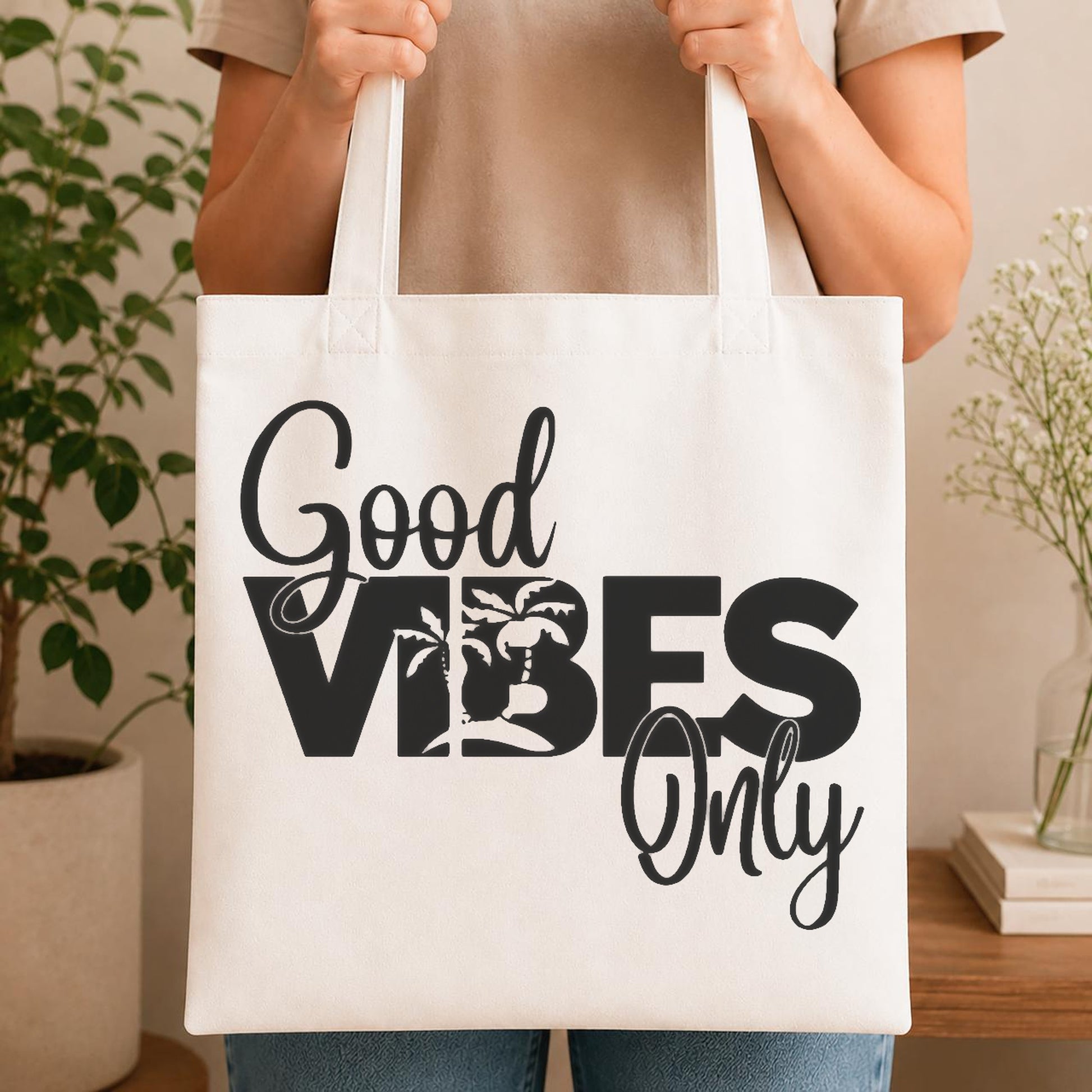 Reading Good Vibes Only With Palm stencil photo 4