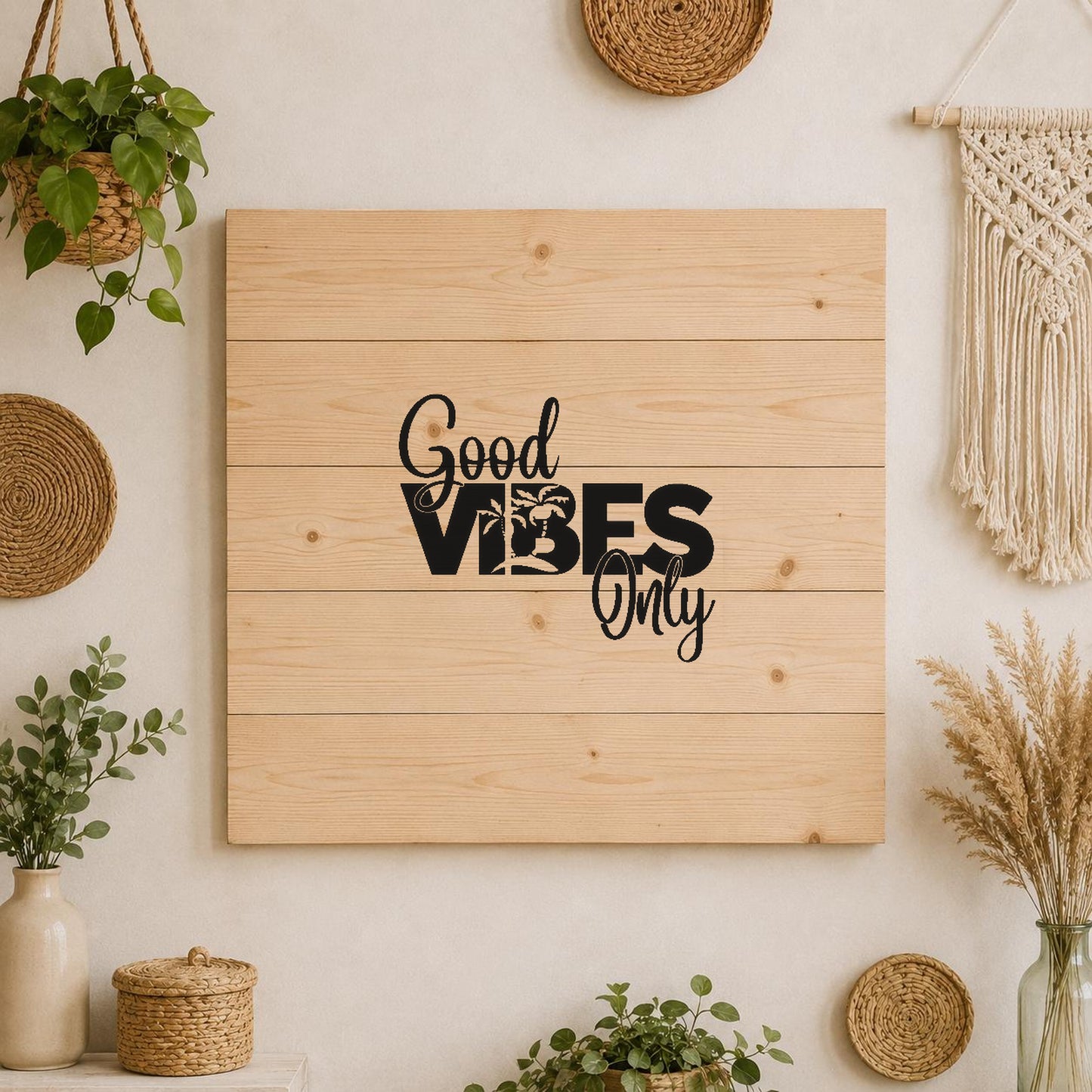 Reading Good Vibes Only With Palm stencil photo 3