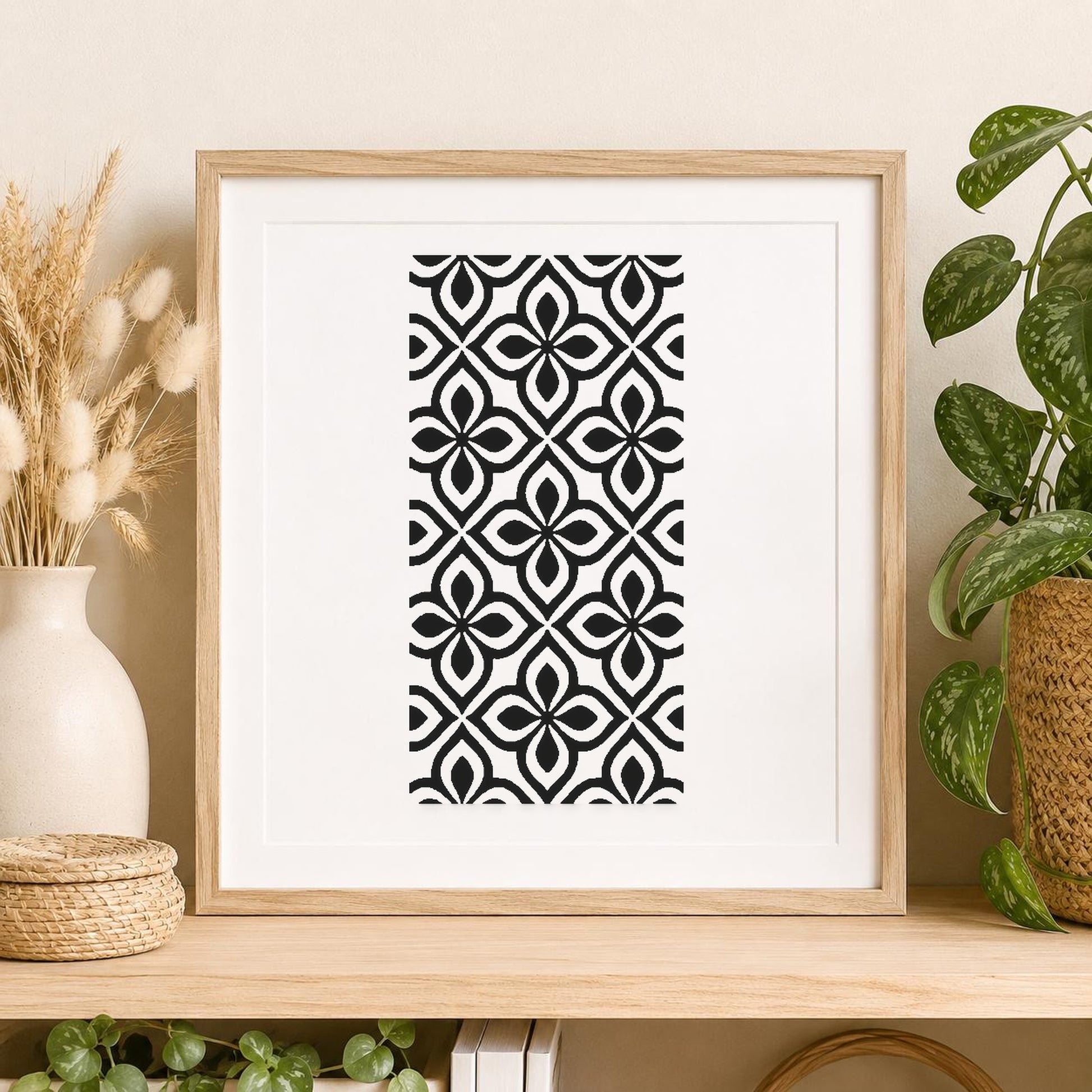 Repeated Floral Shapes With Symmetrical Arrangement stencil photo 2