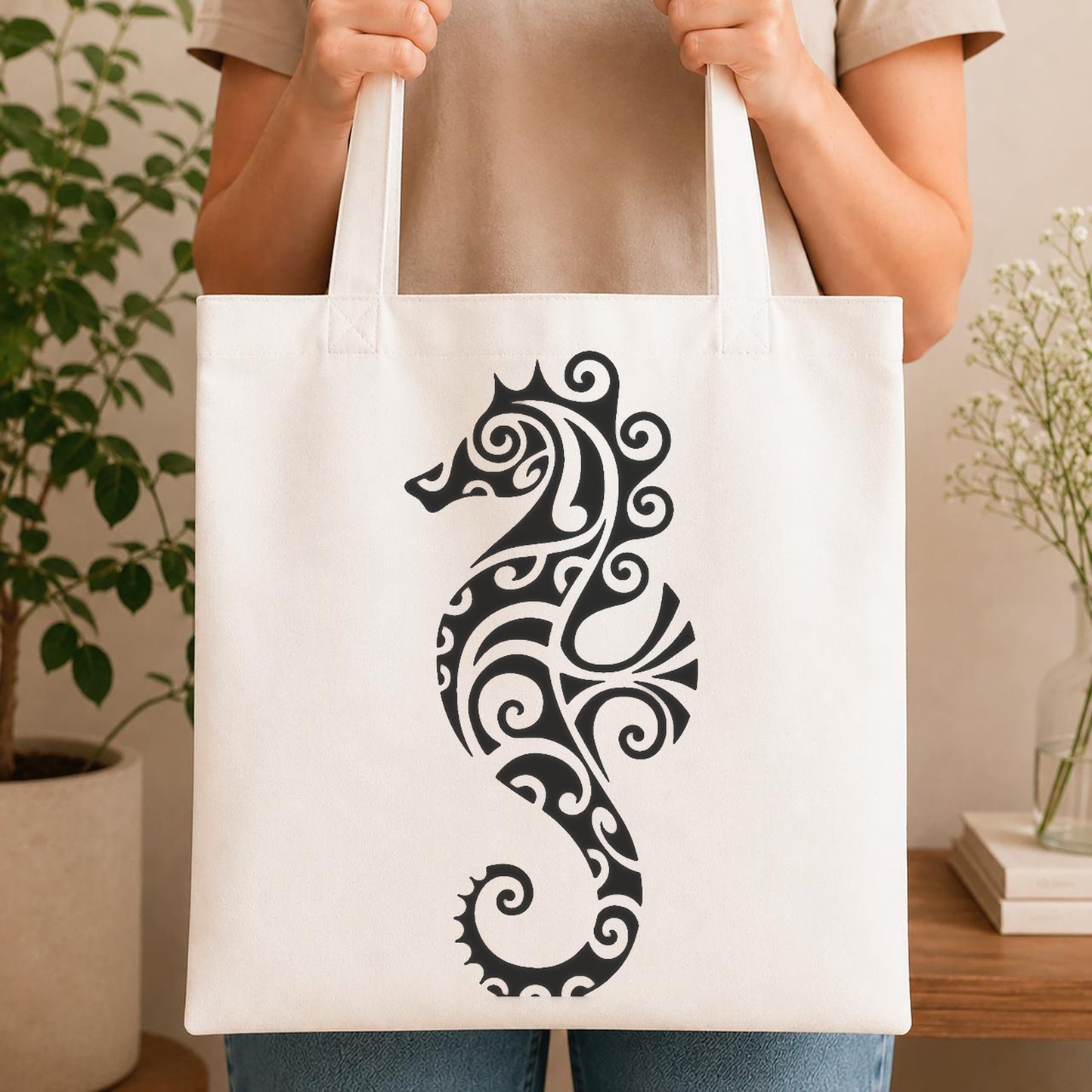 Seahorse With Swirls And Curves Forming stencil photo 4