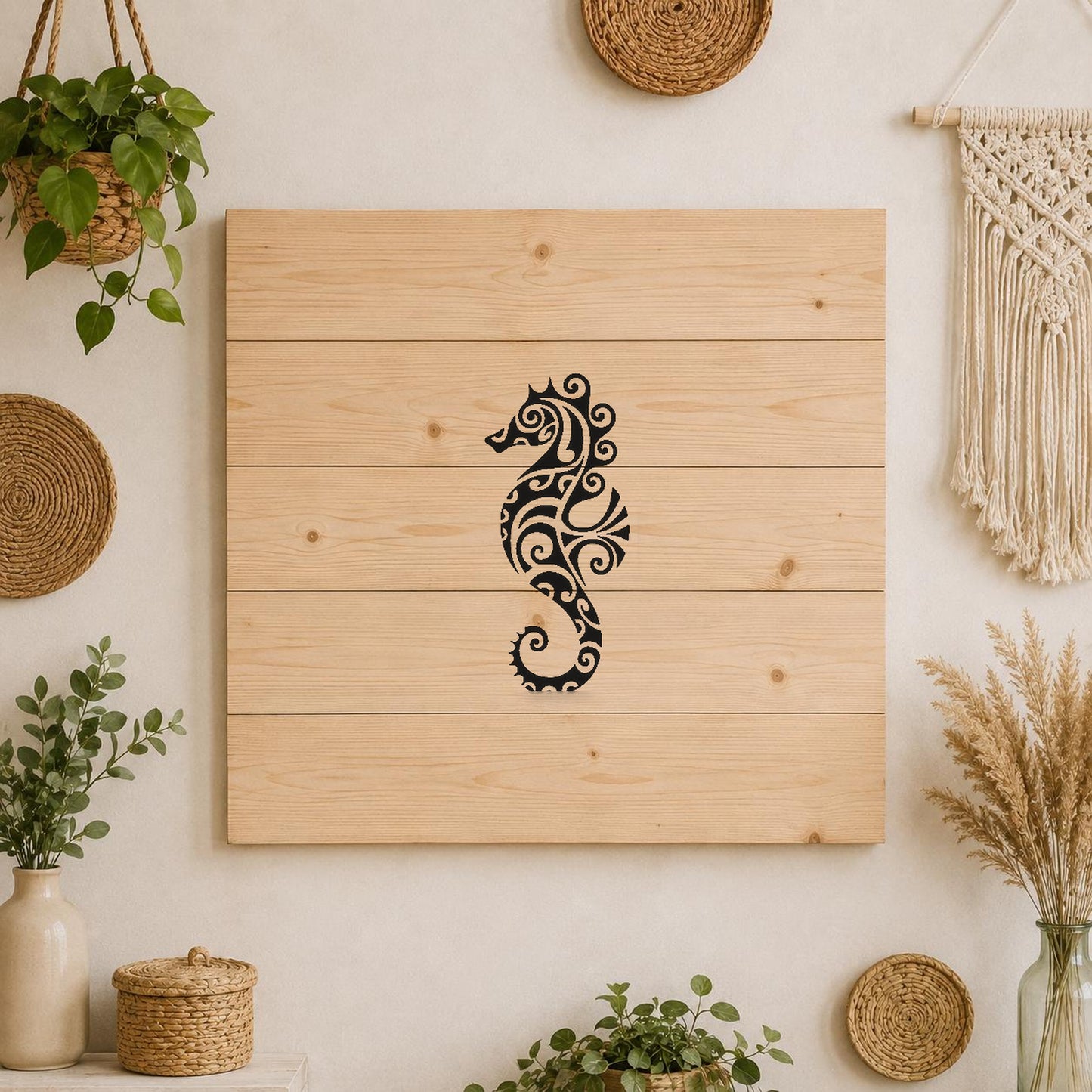 Seahorse With Swirls And Curves Forming stencil photo 3