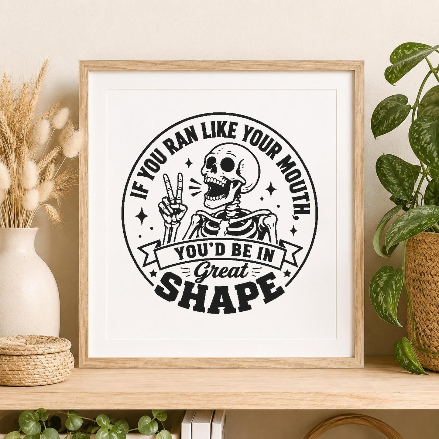 Skeleton Making Peace Sign Circular Banner stencil photo 2