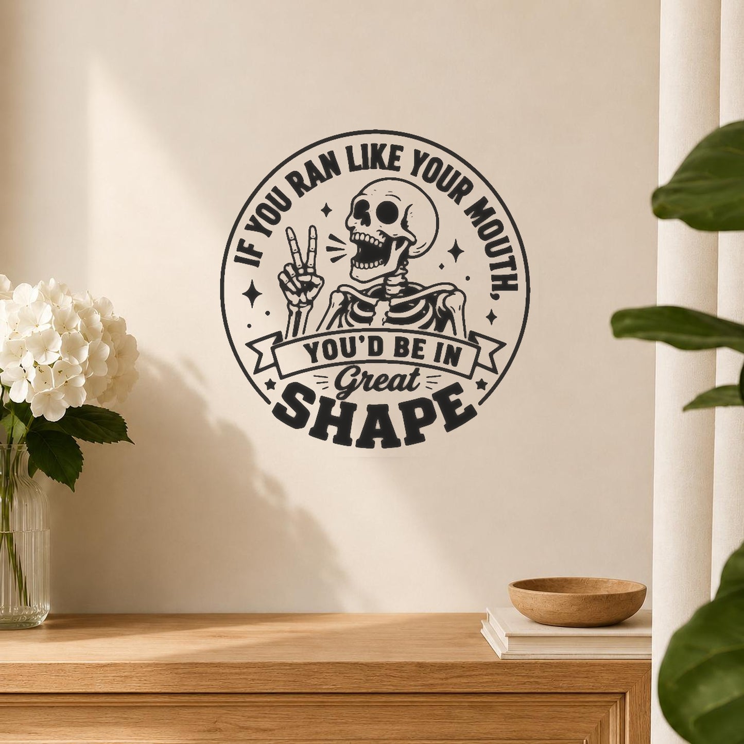 Skeleton Making Peace Sign Circular Banner stencil photo 5