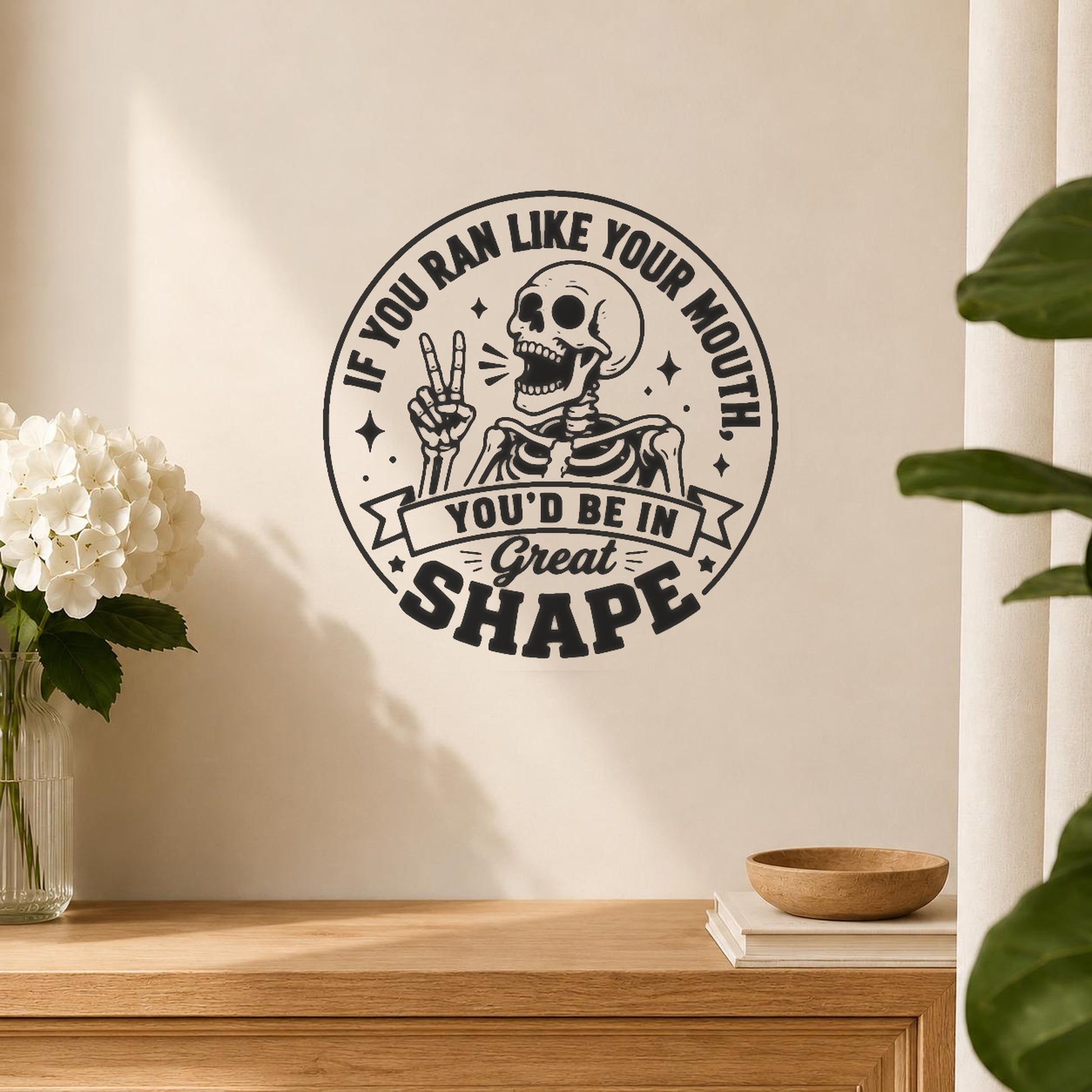 Skeleton Making Peace Sign Circular Banner stencil photo 5