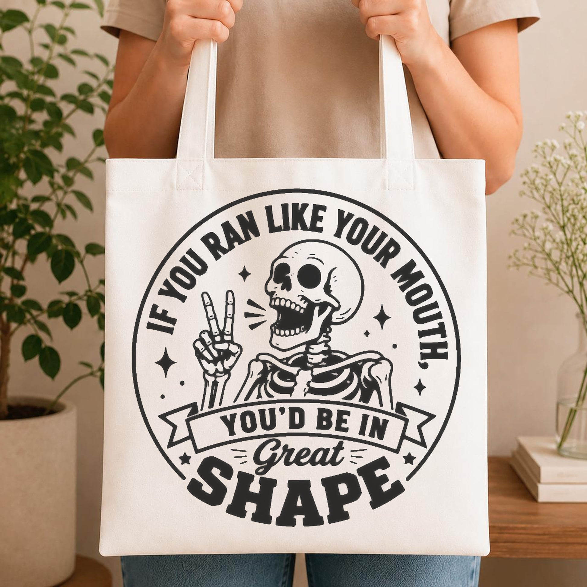Skeleton Making Peace Sign Circular Banner stencil photo 4