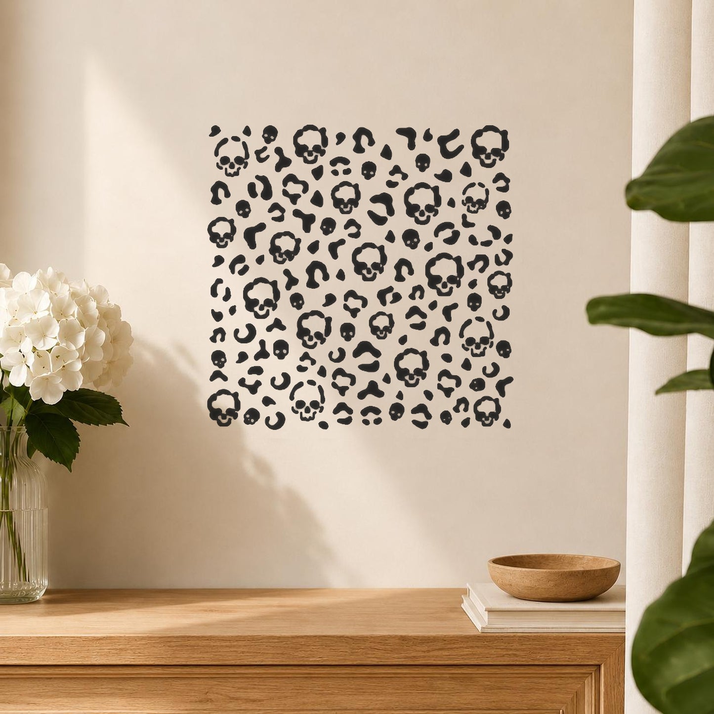 Skulls And Flower Shapes Scattered Across stencil photo 5