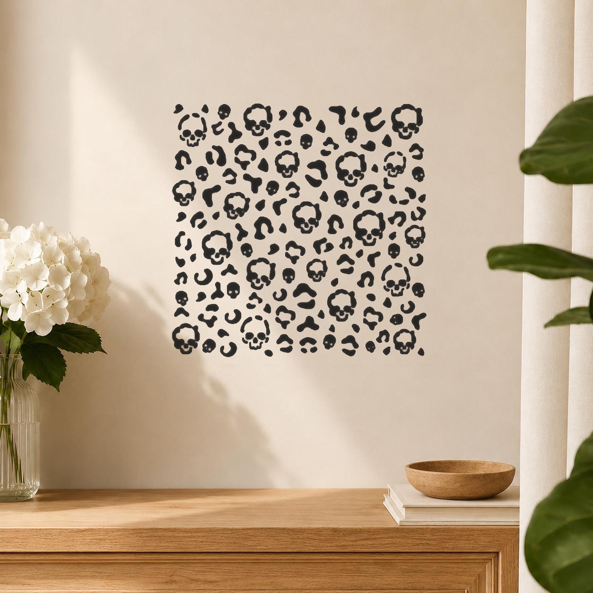 Skulls And Flower Shapes Scattered Across stencil photo 5