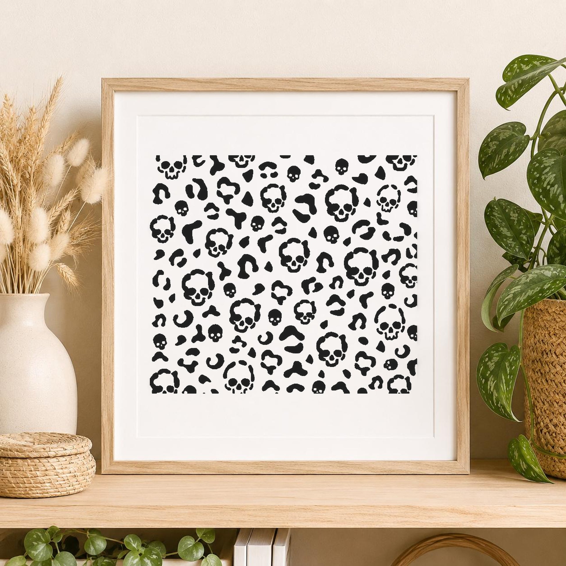 Skulls With Floral Shapes And Irregular stencil photo 2