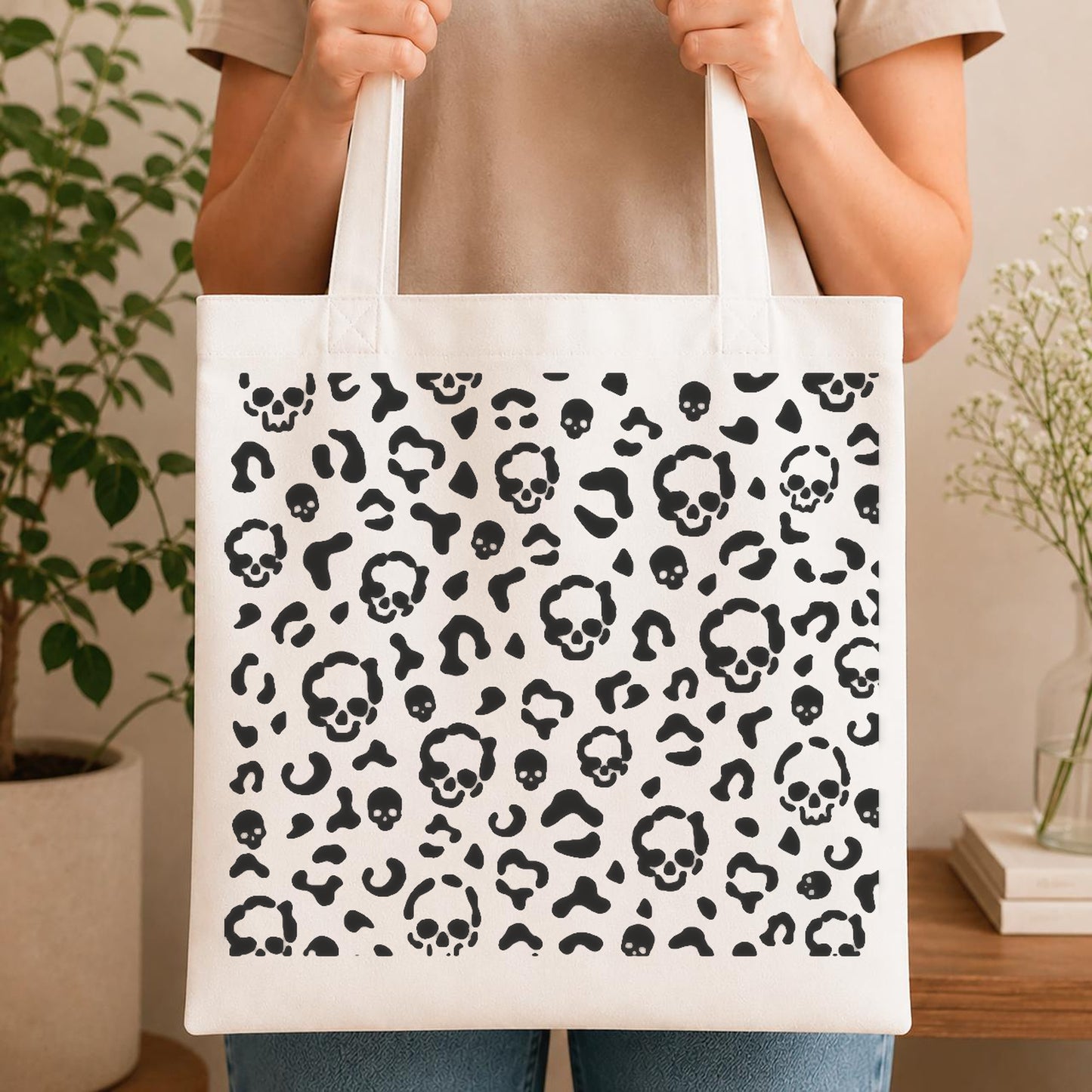 Skulls With Floral Shapes And Irregular stencil photo 4