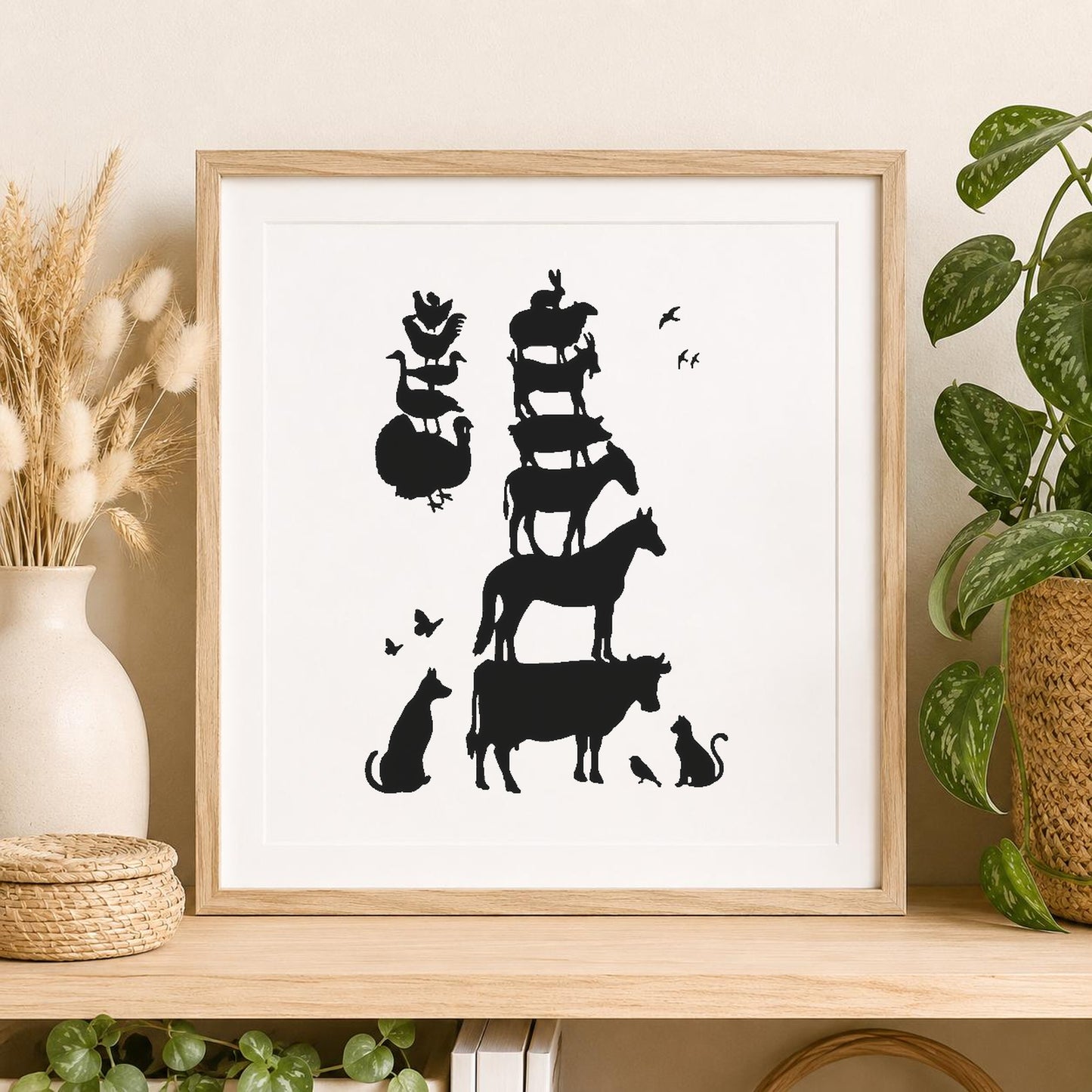 Stack Of Various Animals Chickens Goats stencil photo 2