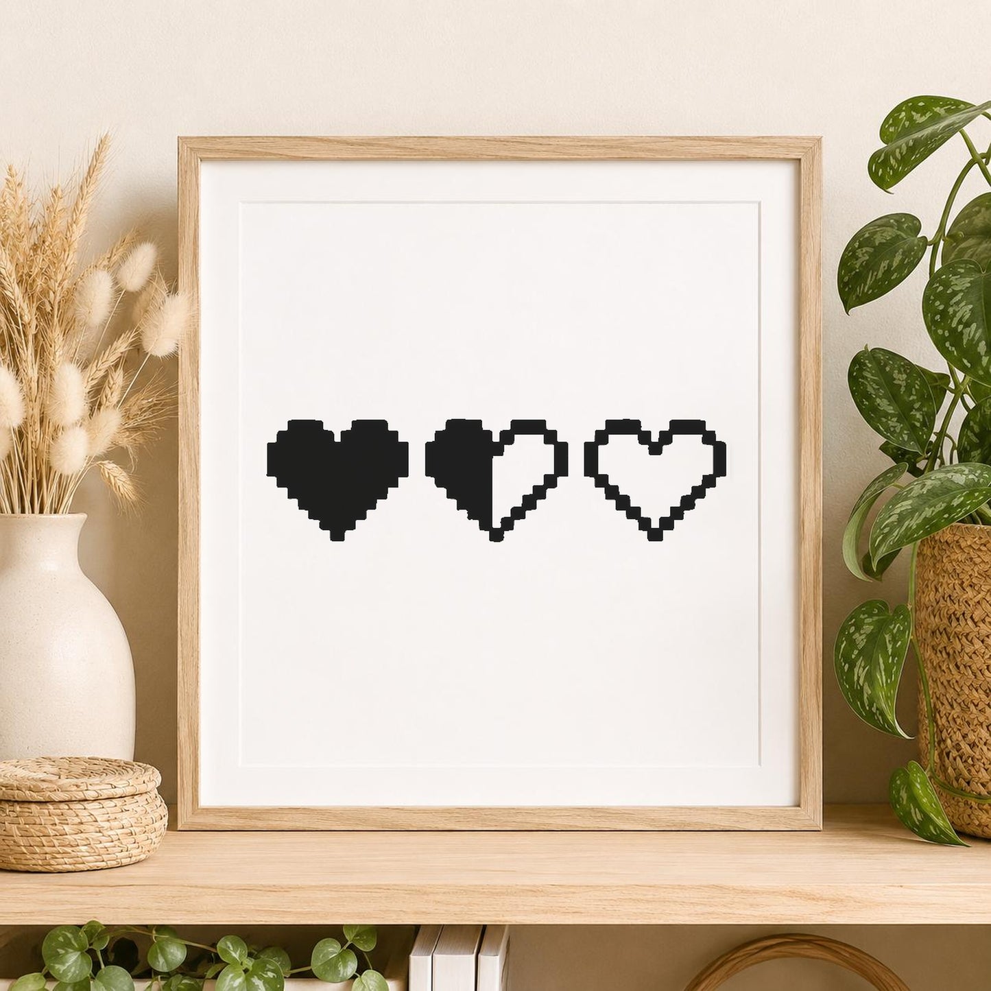 Three Pixelated Hearts In Varying stencil photo 2
