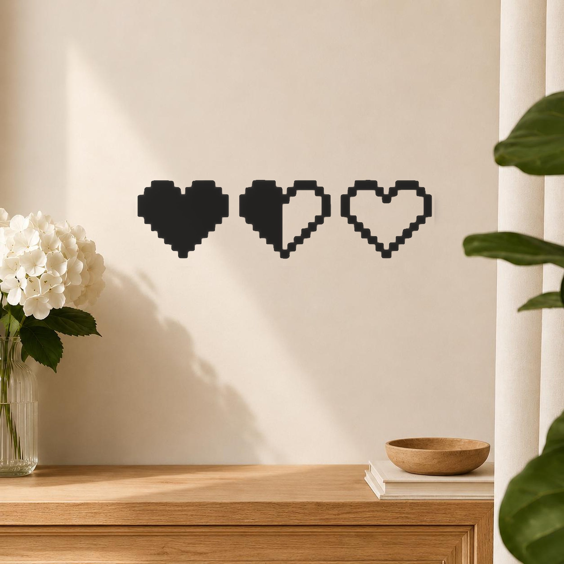 Three Pixelated Hearts In Varying stencil photo 5