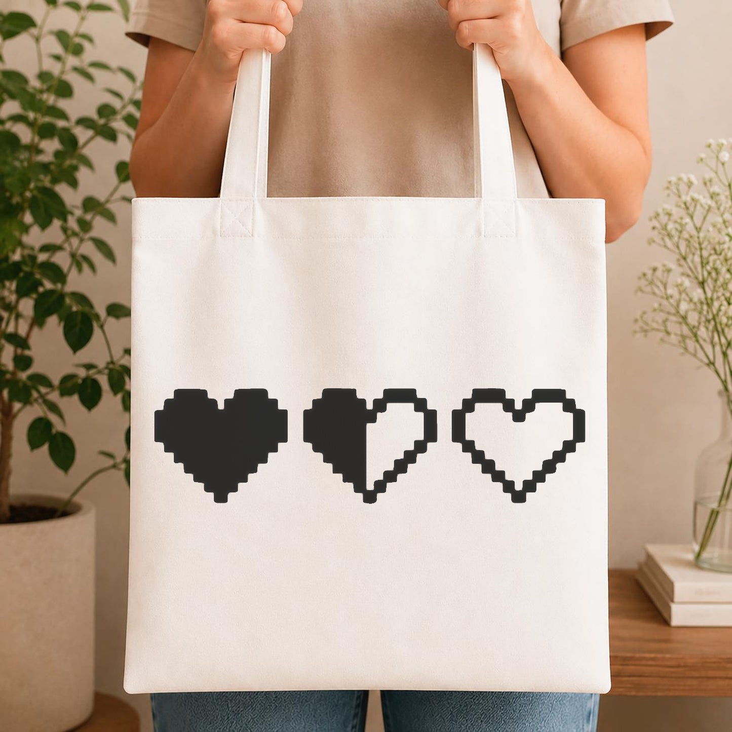 Three Pixelated Hearts In Varying stencil photo 4