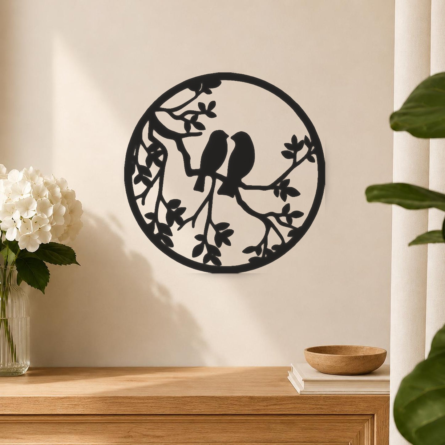 Two Birds On Branch With Leaves stencil photo 5