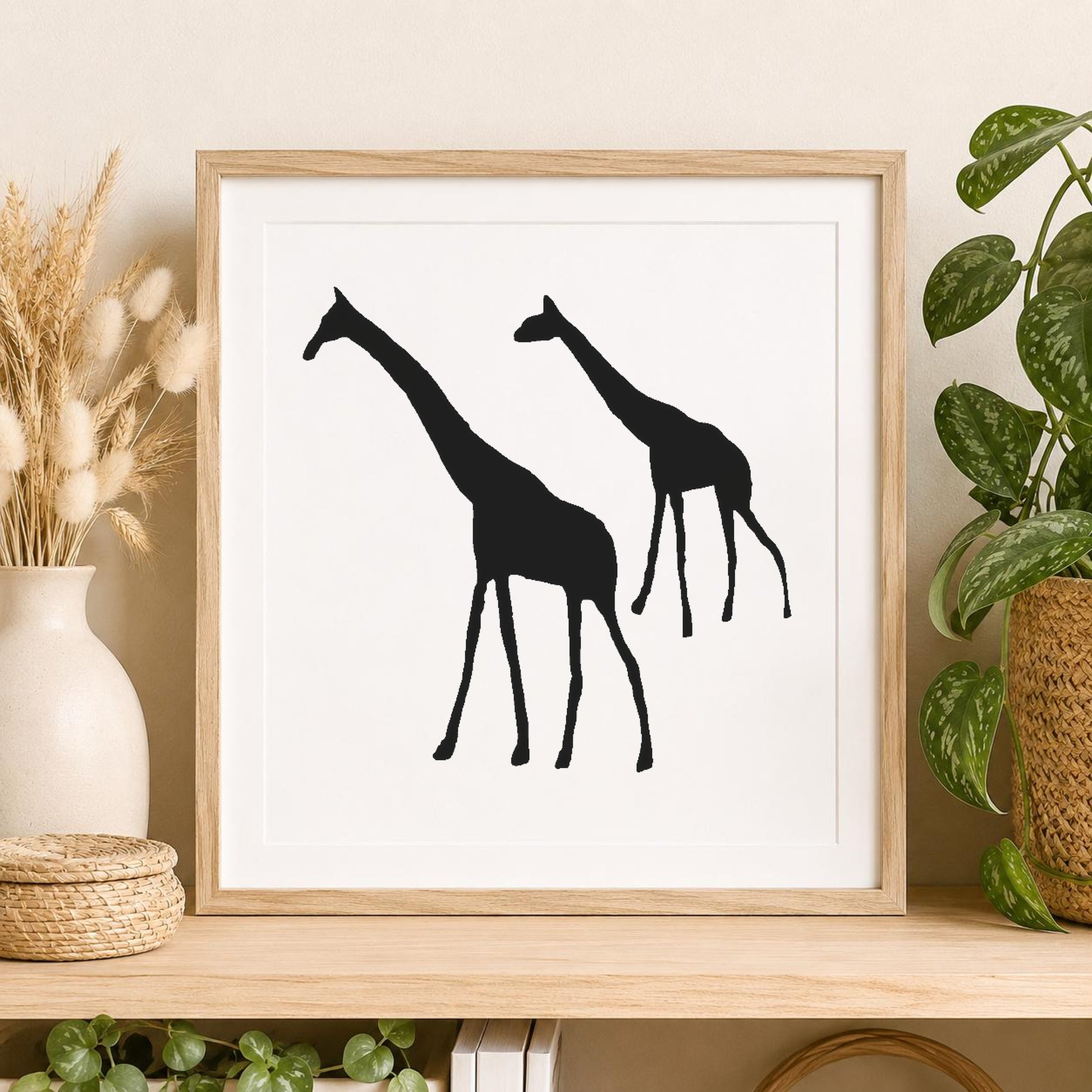 Two Giraffes Standing One In Front stencil photo 2