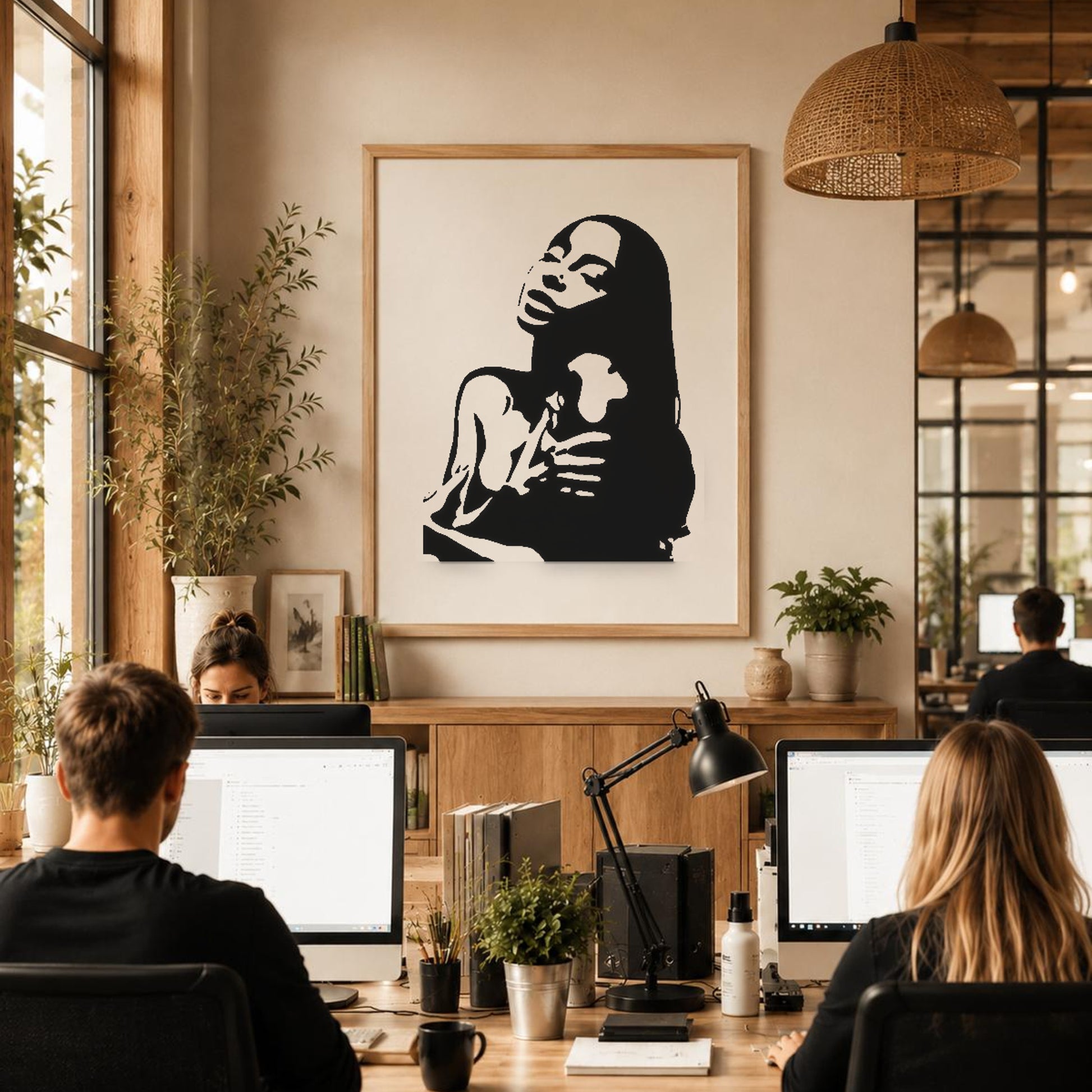 Woman With Long Hair Holding Her stencil photo 6