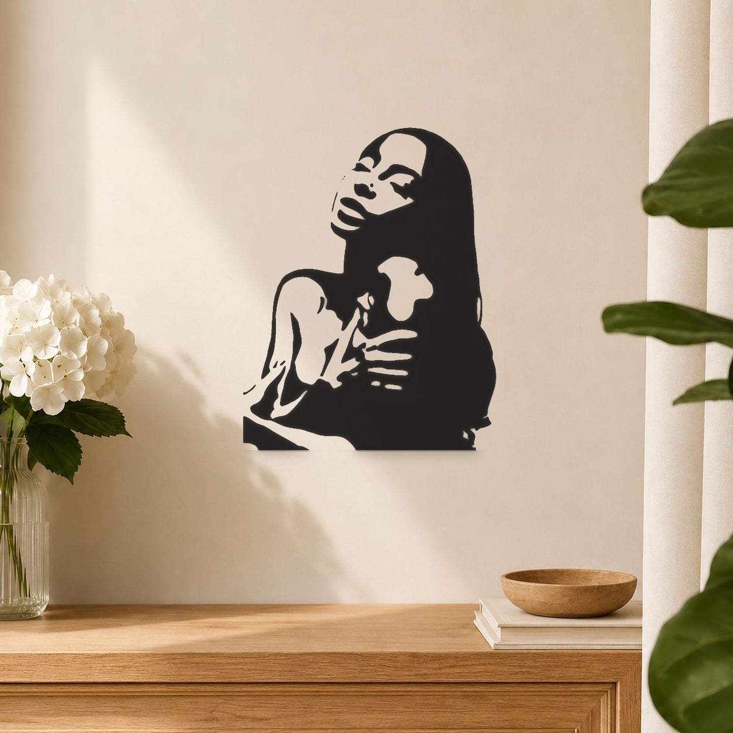 Woman With Long Hair Holding Her stencil photo 5
