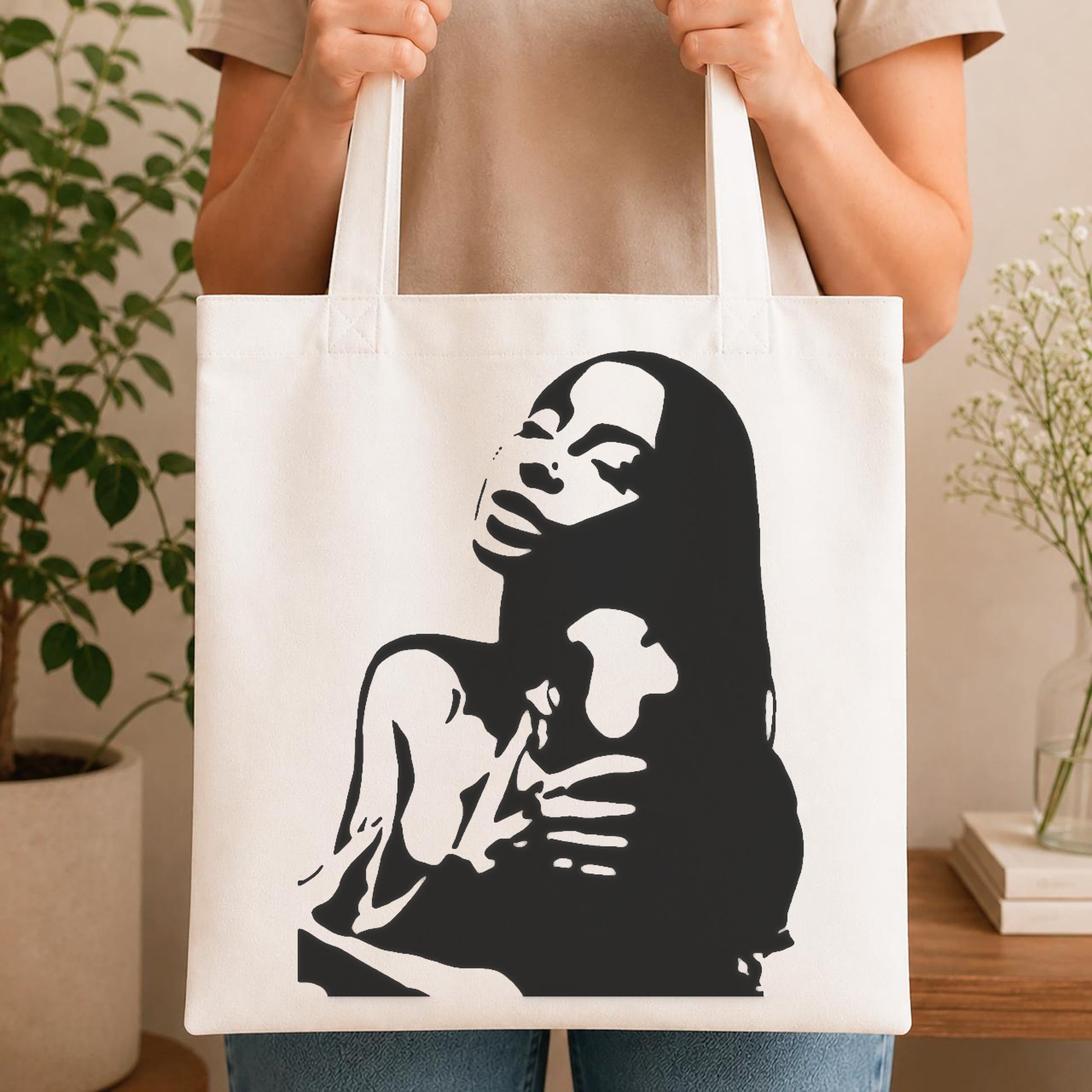 Woman With Long Hair Holding Her stencil photo 4