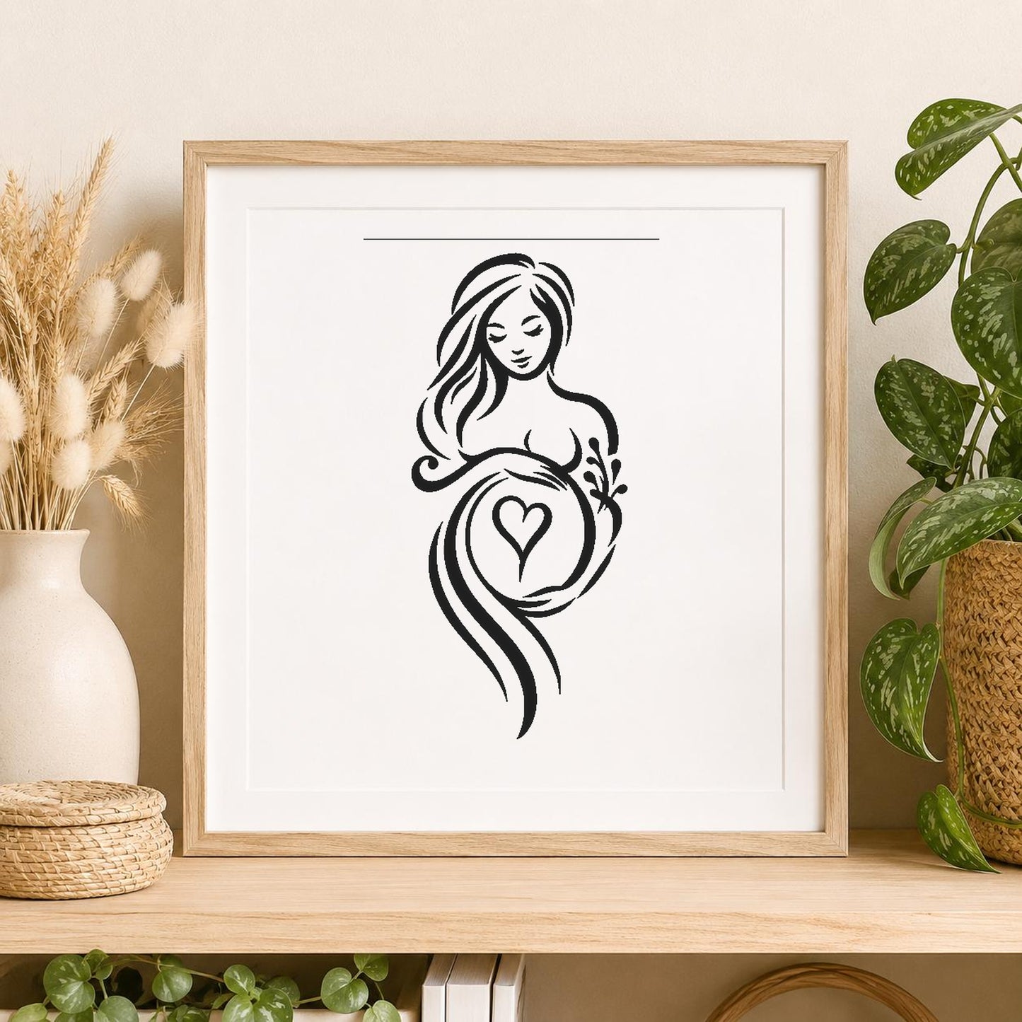 Woman With Long Hair Holding Plant stencil photo 2