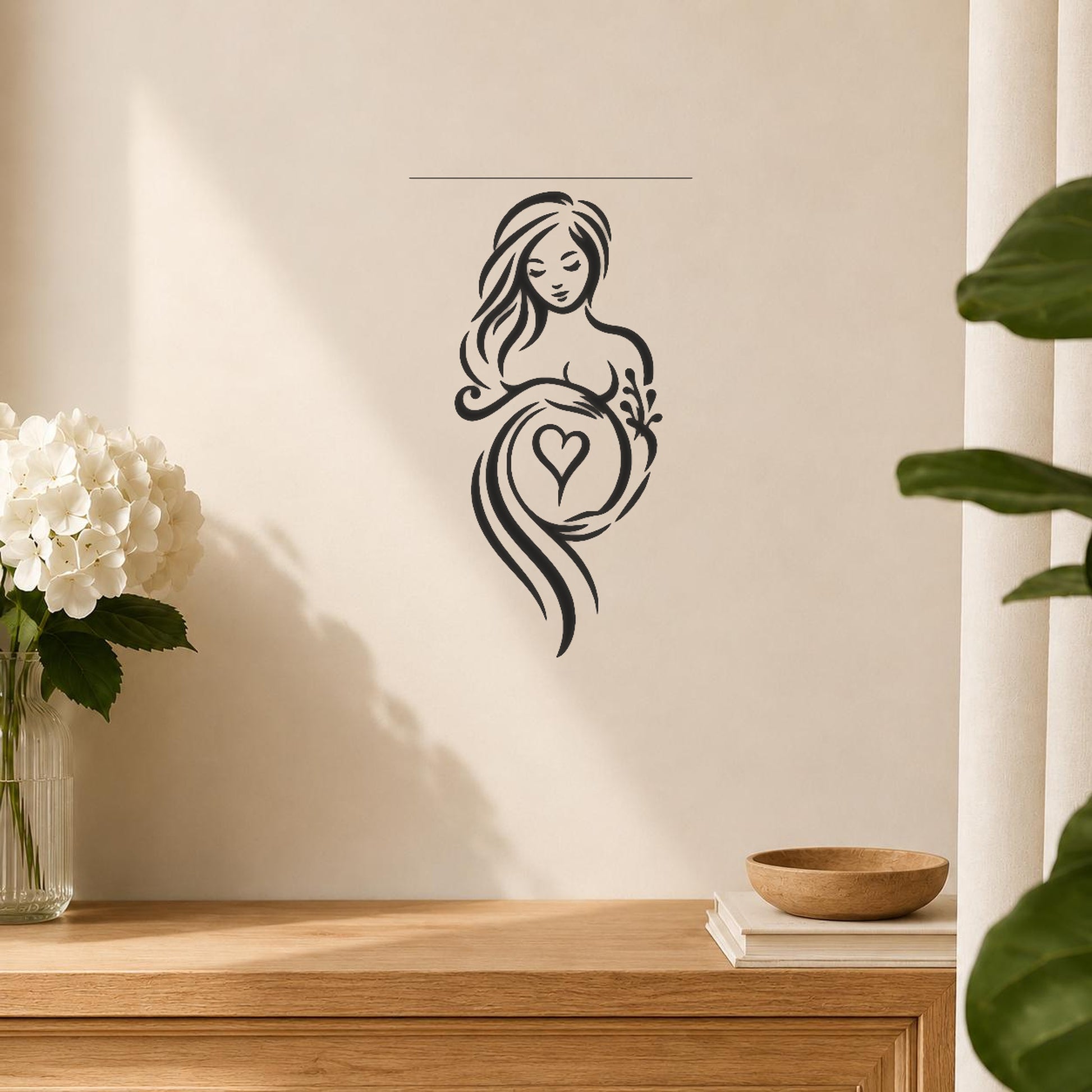 Woman With Long Hair Holding Plant stencil photo 5