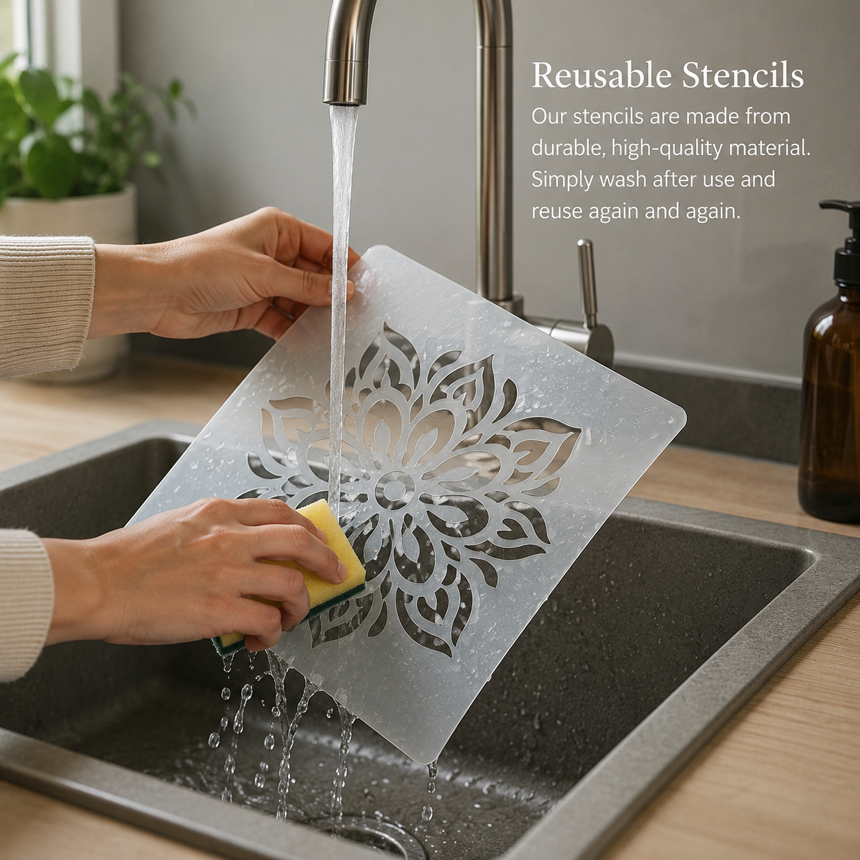 Flames Stencil, Reusable Plastic Template, 8x8 Inch, Durable for Automotive and Artistic Crafts stencil photo 7
