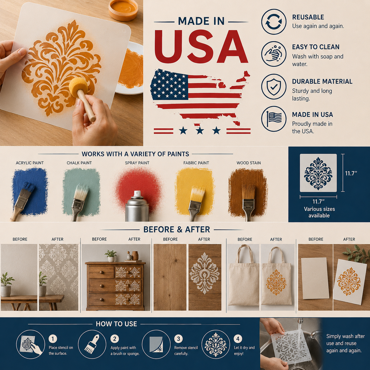 Mexico Eagle Aguila Stencil, Reusable Plastic Template, 8.5x11 Inch, Durable for Cultural Crafts stencil photo 11