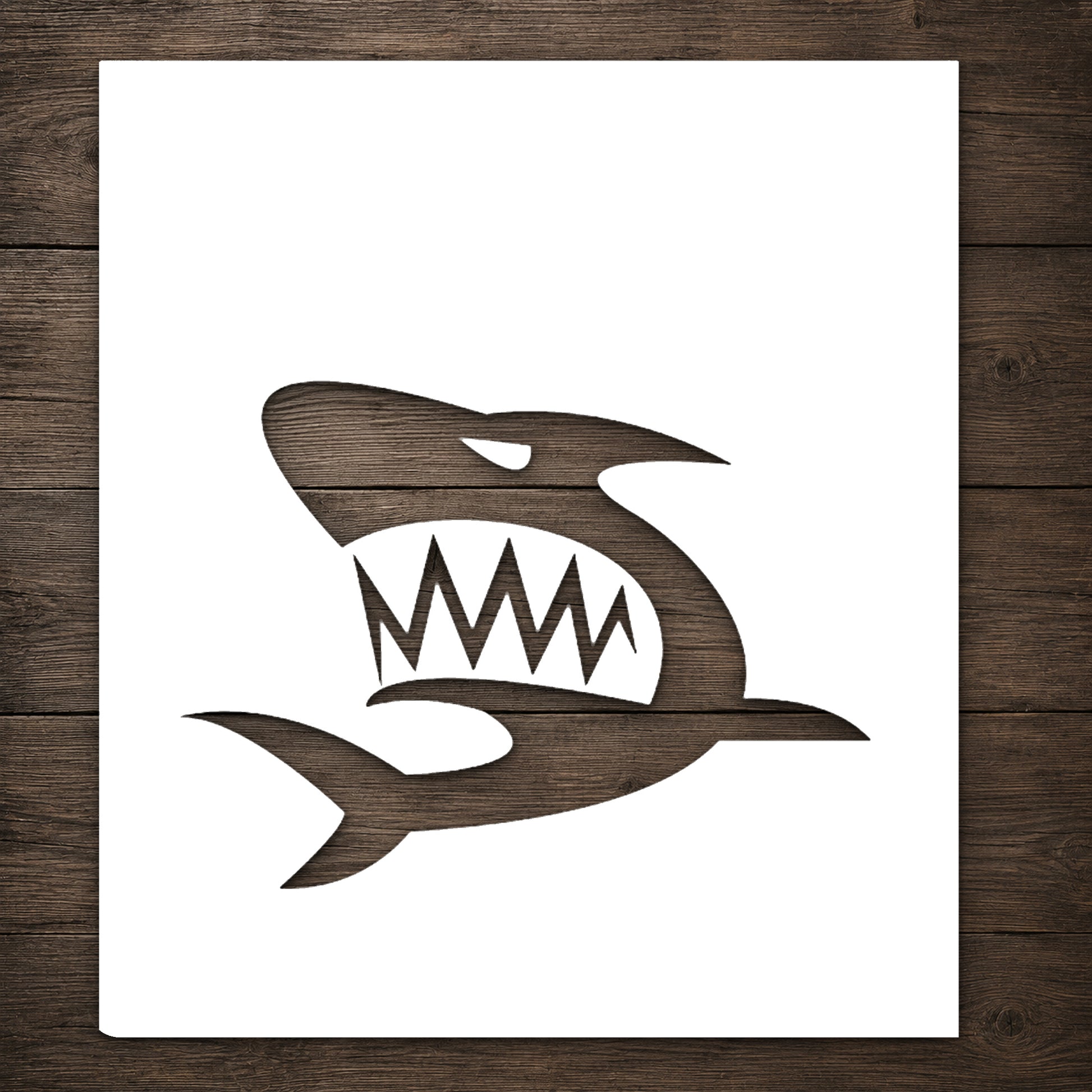 Angry Shark Head with Teeth Reusable Mylar Stencil for Art and DIY Crafts Template