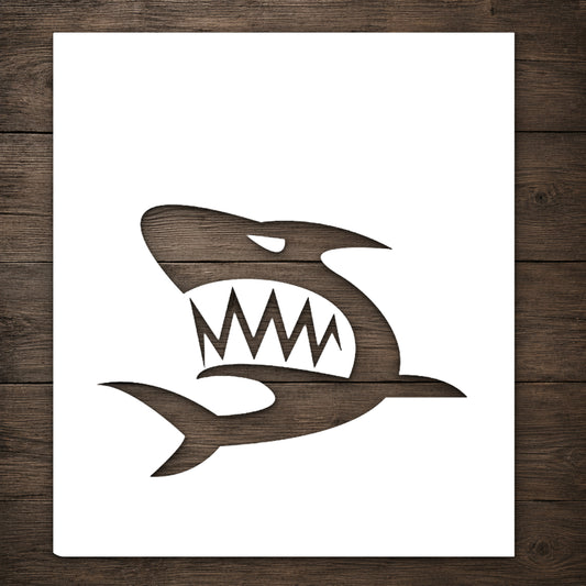 Angry Shark Head with Teeth Reusable Mylar Stencil for Art and DIY Crafts Template