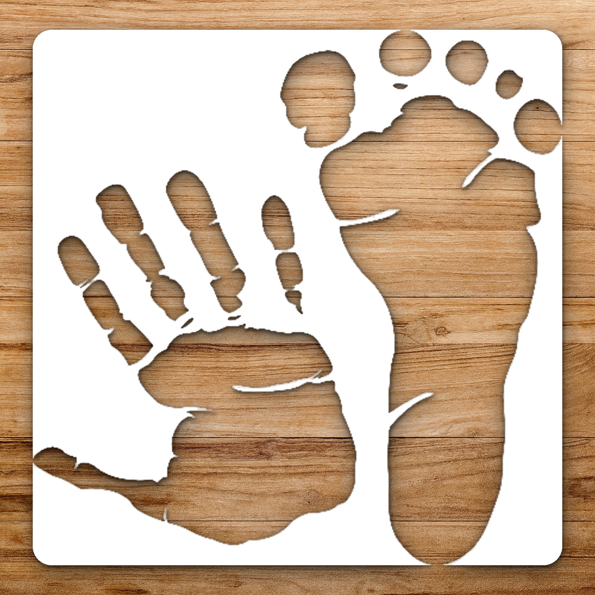 Handprint And Footprint Side By Side reusable Mylar wall painting stencil