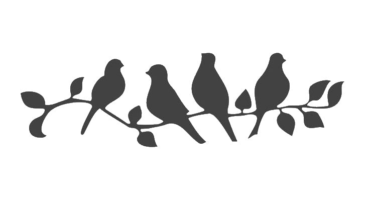Five Birds Perched on a Branch Reusable Mylar Stencil for Art and DIY Crafts Template