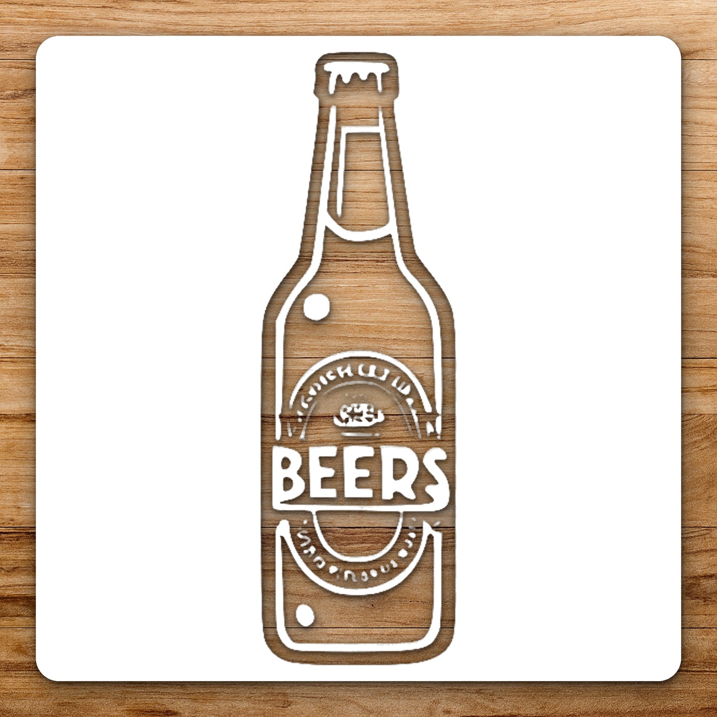 Part 92 Bottle Label Reading Beers Typography Reusable Mylar Stencil for DIY Crafts Template