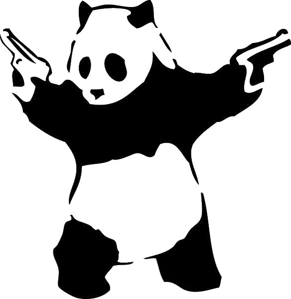 Panda Holding Two Firearms Standing With stencil photo 7