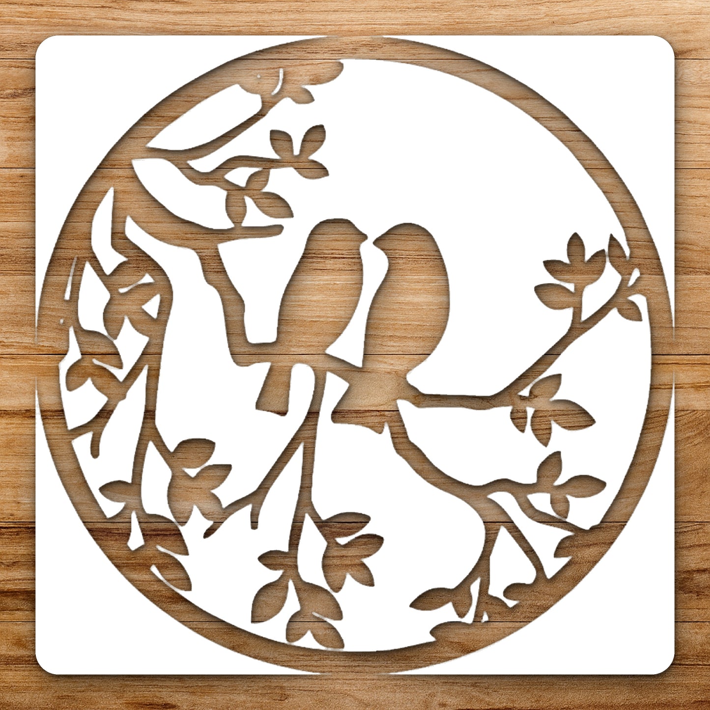 Two Birds On Branch With Leaves reusable Mylar wall painting stencil