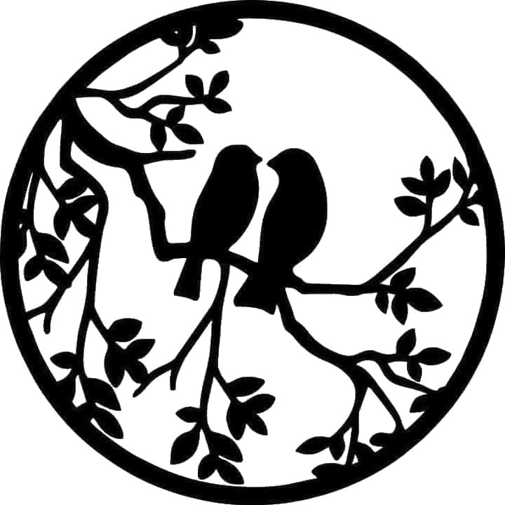 Two Birds On Branch With Leaves stencil photo 7