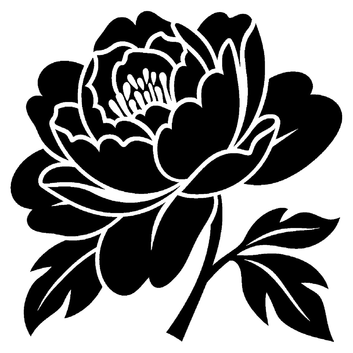 Large Blooming Peony Layered Petals Stencil for Art, Home Decor, DIY Crafts Template