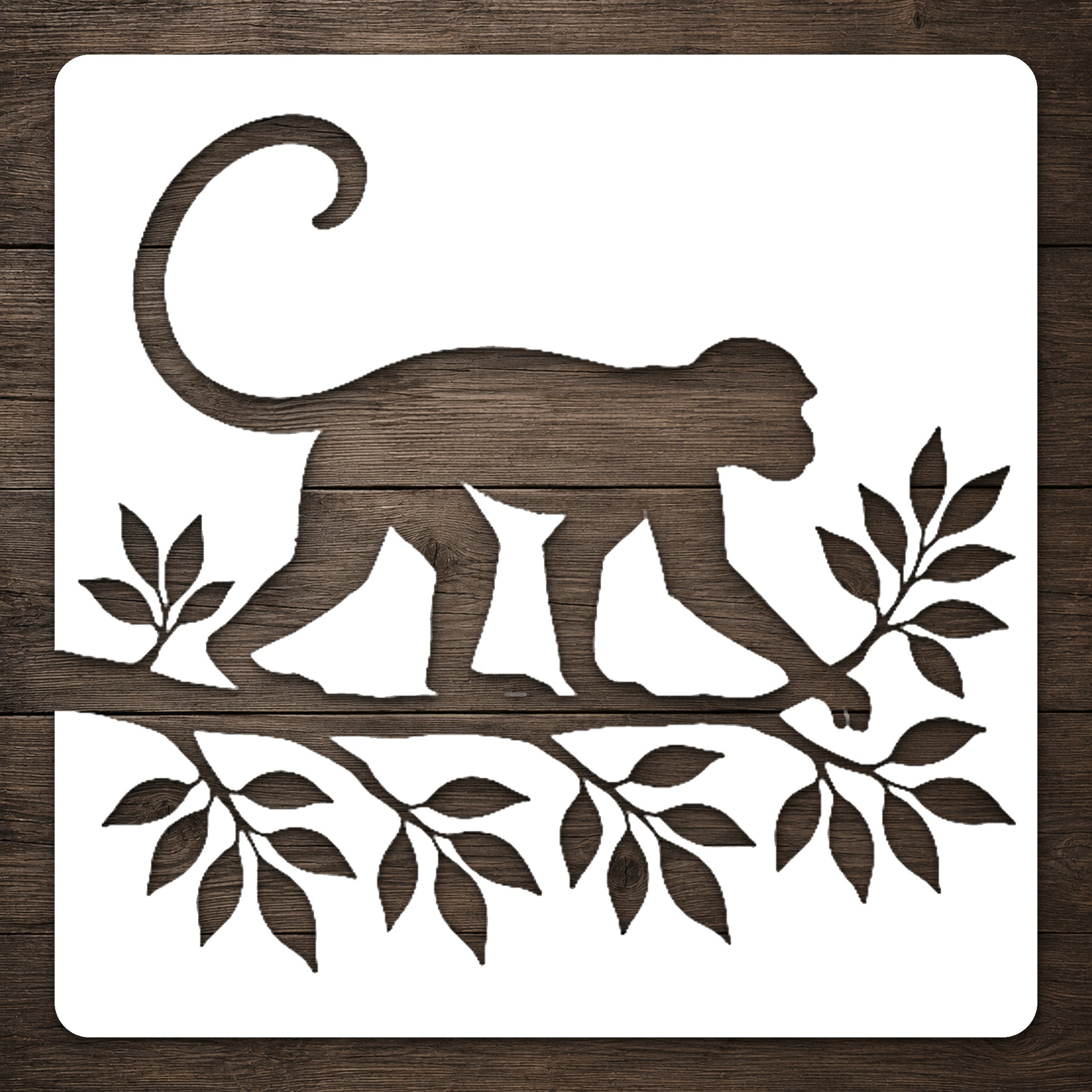 Monkey Walking on Branch Reusable Mylar Stencil for Art, Home Decor, and DIY Crafts Template