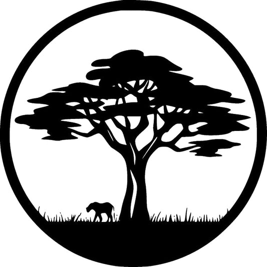 Acacia Tree with Elephant Stencil for Art, Home Decor, DIY Crafts, Unique Gifts Template