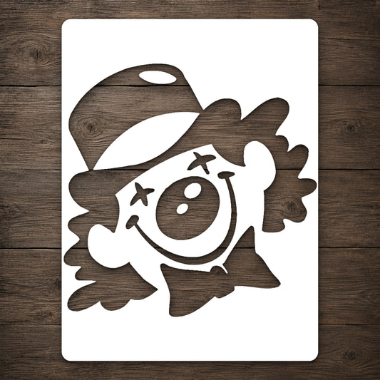 Happy Clown Face with Top Hat Reusable Mylar Stencil for Art and DIY Crafts Template