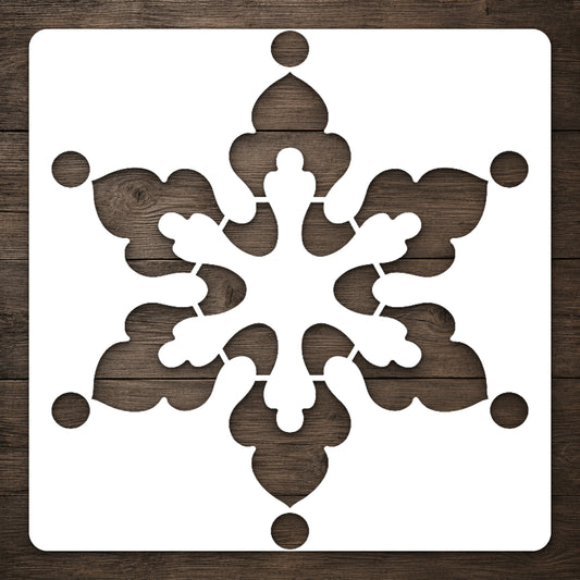 Snowflake Stencil with Ornate Points for Art, Home Decor, DIY Crafts, Unique Gifts Template