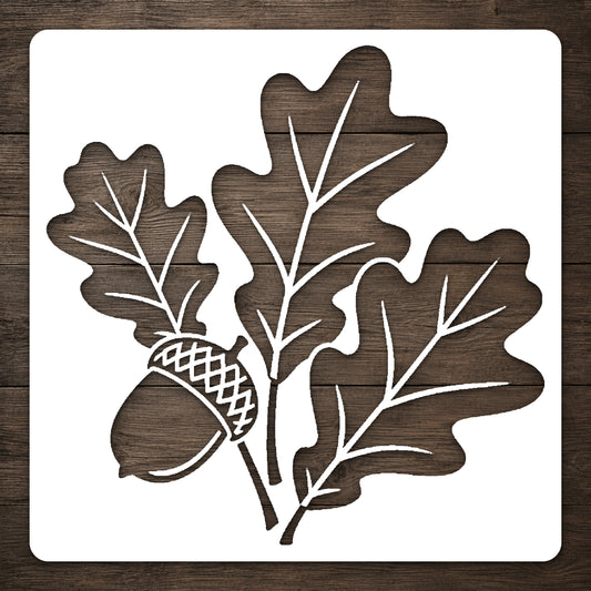Acorn and Oak Leaf Autumn Arrangement Stencil for DIY Crafts and Home Decor Template