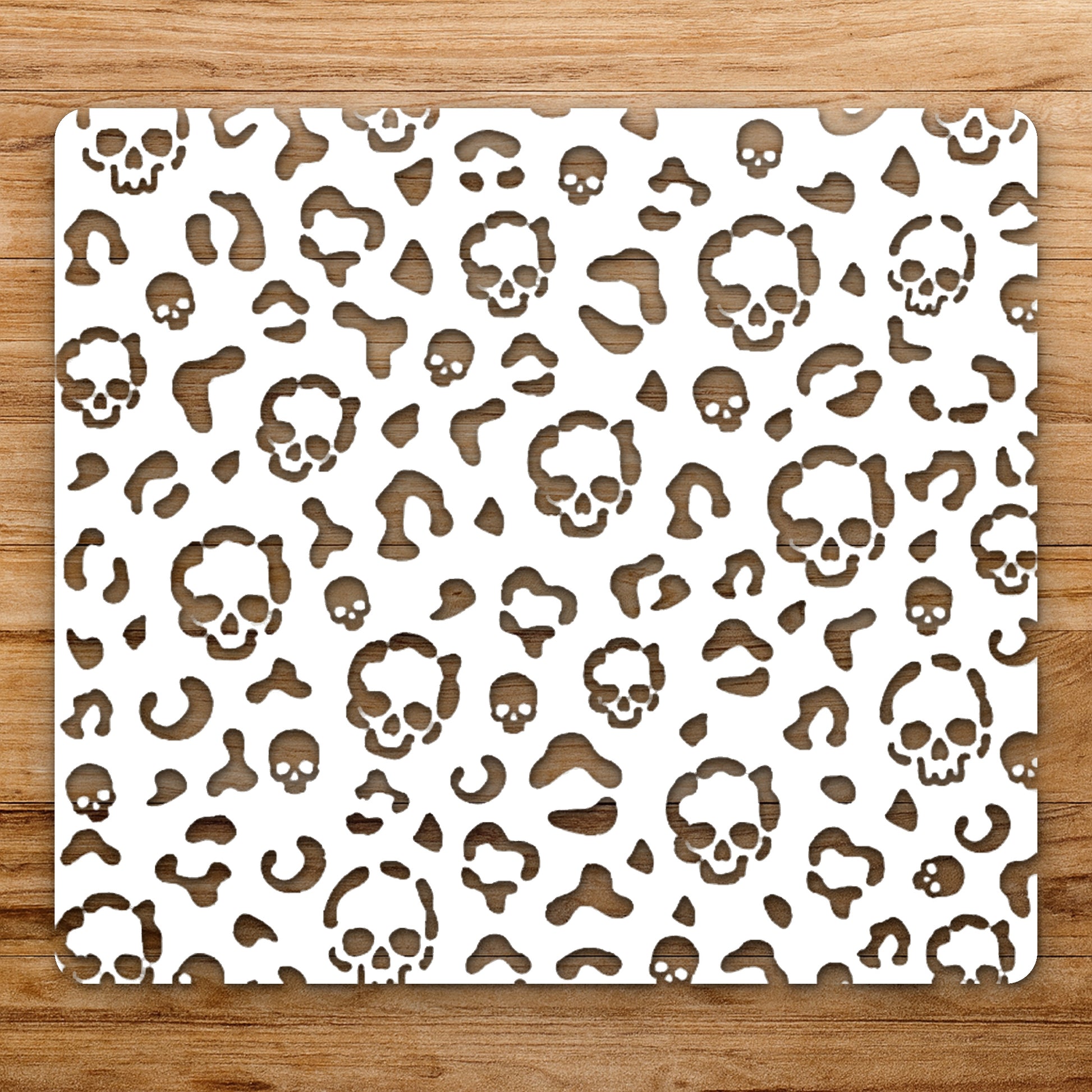 Skulls With Floral Shapes And Irregular reusable Mylar wall painting stencil