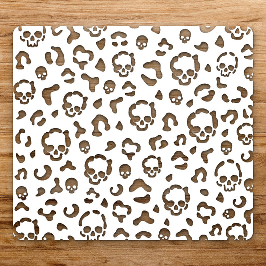 Skulls With Floral Shapes And Irregular reusable Mylar wall painting stencil