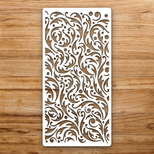 Floral Shapes With Swirling Curves And reusable Mylar wall painting stencil