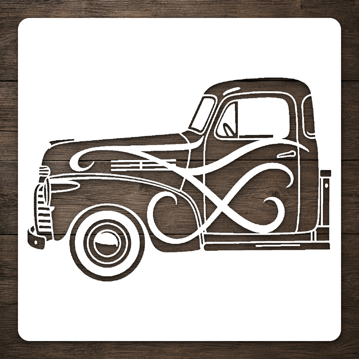 Vintage Pickup Truck Side Profile Stencil for Home Decor and DIY Crafts Template